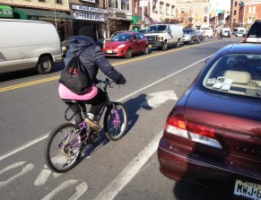 As of right now, Jersey City's only bike lanes - on Grove Street.
